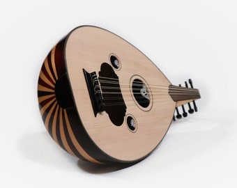 Handmade Turkish Acoustic Oud, Cherry Wood and Linden Wood, Handcrafted Lute, Beginner Level Oud, Oud Instrument