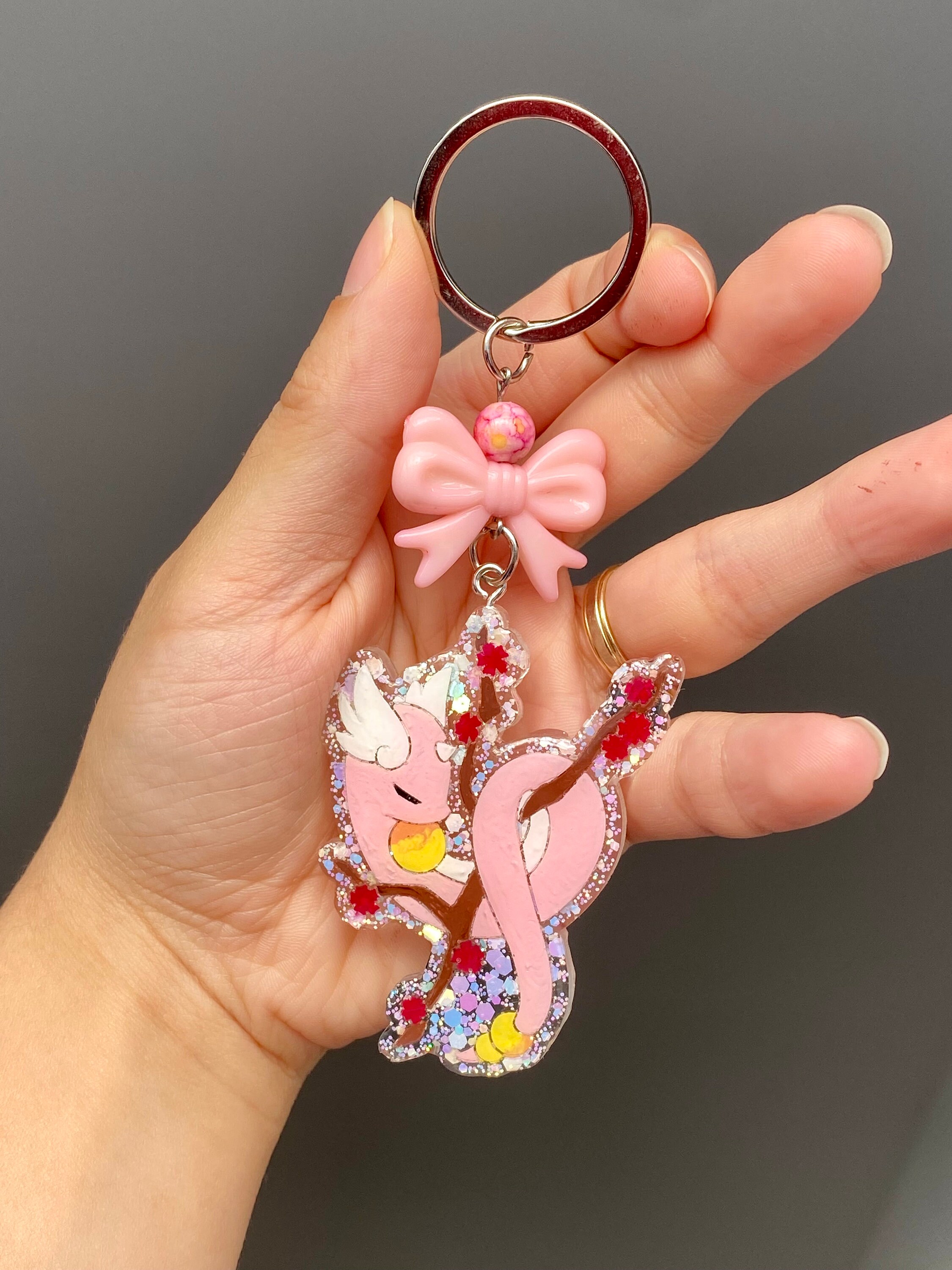 Pokemon Dragonair Shiny Keychain Chibi Anime Keychain Pink Etsy