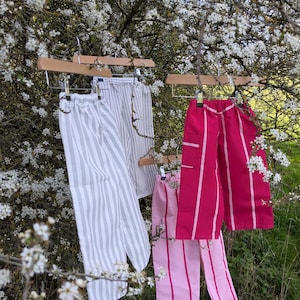 Handmade trousers - casual cool, light Spring/Summer, slight barrel leg with pockets, elasticated waist