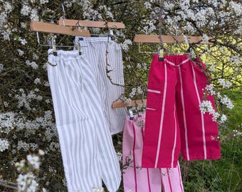 Handmade trousers - casual cool, light Spring/Summer, slight barrel leg with pockets, elasticated waist