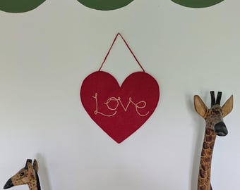 Love heart wall hanging - kids decor - bedroom art - nursery style