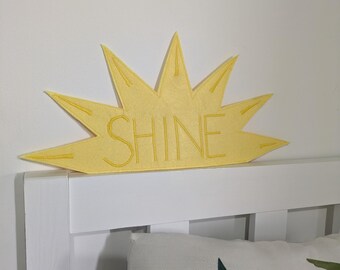 Shine sunshine sign - kids decor - bedroom art - bookcase display - affirmation - playroom inspiration