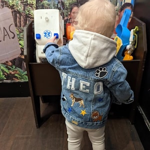 Personalised Kids Jacket, Custom Jacket, Denim Jacket, Personalised Name Jacket, Animal Themed, Custom Jacket, Kids Clothing White/Silver