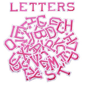 May include: A pile of pink felt letters with white outlines. The letters are in a variety of sizes and are arranged in a random order. The letters spell out the word "LETTERS" at the top of the image.