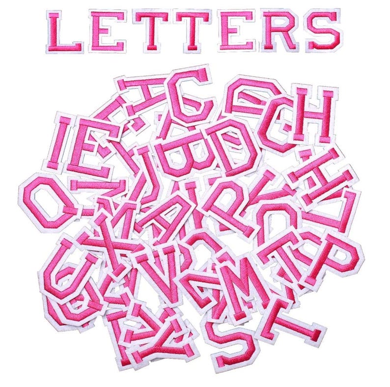 May include: A pile of pink felt letters with white outlines. The letters are in a variety of sizes and are arranged in a random order. The letters spell out the word "LETTERS" at the top of the image.
