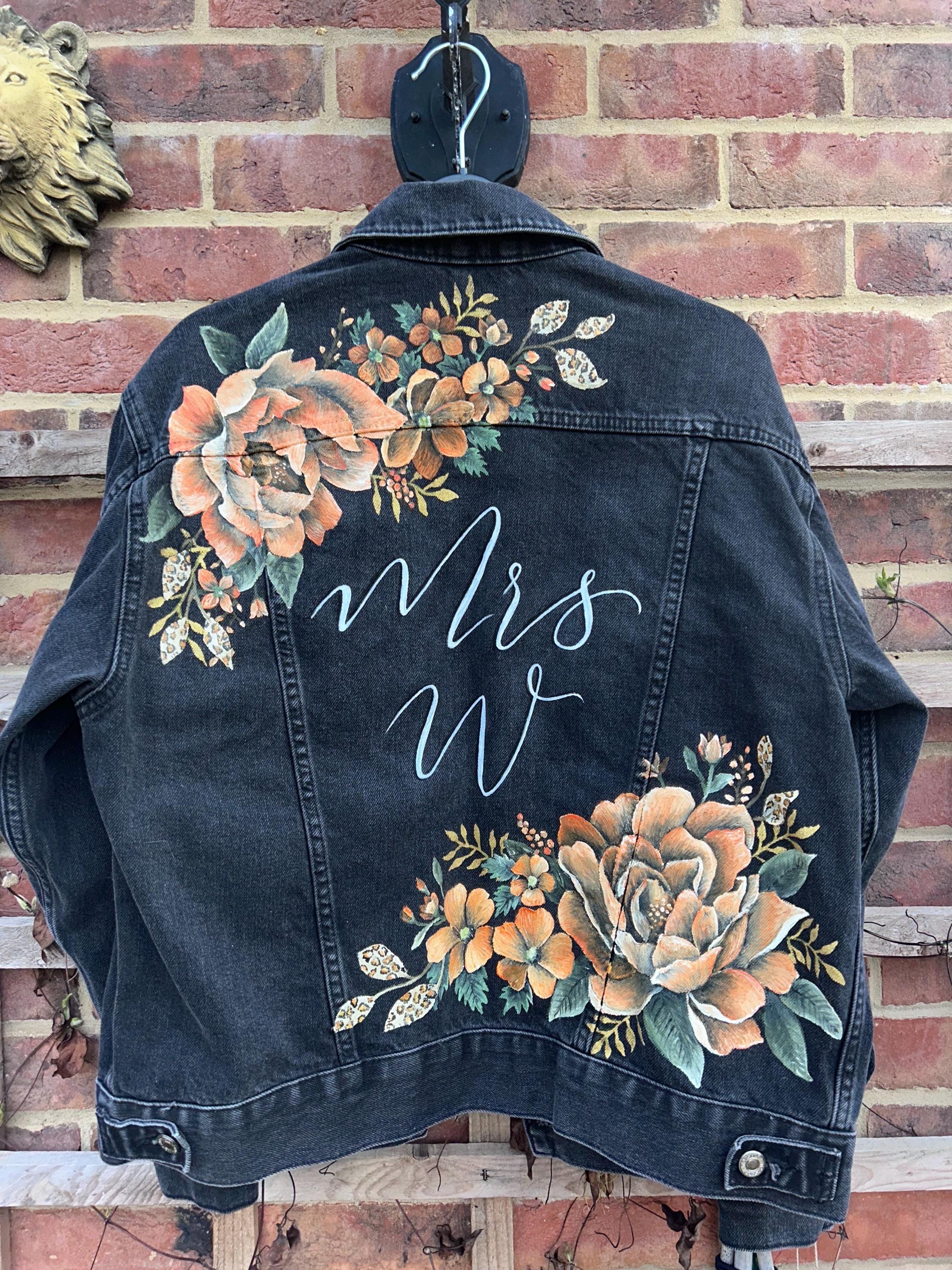 Hand-painted Floral Denim Jacket 'mrs W' Oversized Fit