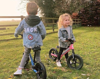Personalized Kids Denim Superhero Jacket: Custom Name