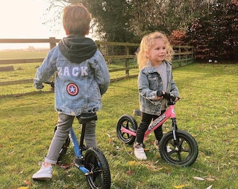 Chaqueta de mezclilla personalizada para niños, chaqueta de superhéroe, ropa de superhéroe para niños, chaqueta con nombre personalizado, superhéroe, idea de regalo