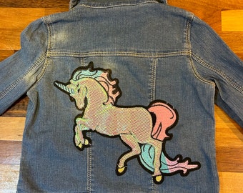 Kids Denim Jacket, Kids Jacket, Girls Jacket, Unicorn, Jacket, Denim Jacket, Unicorn Jacket