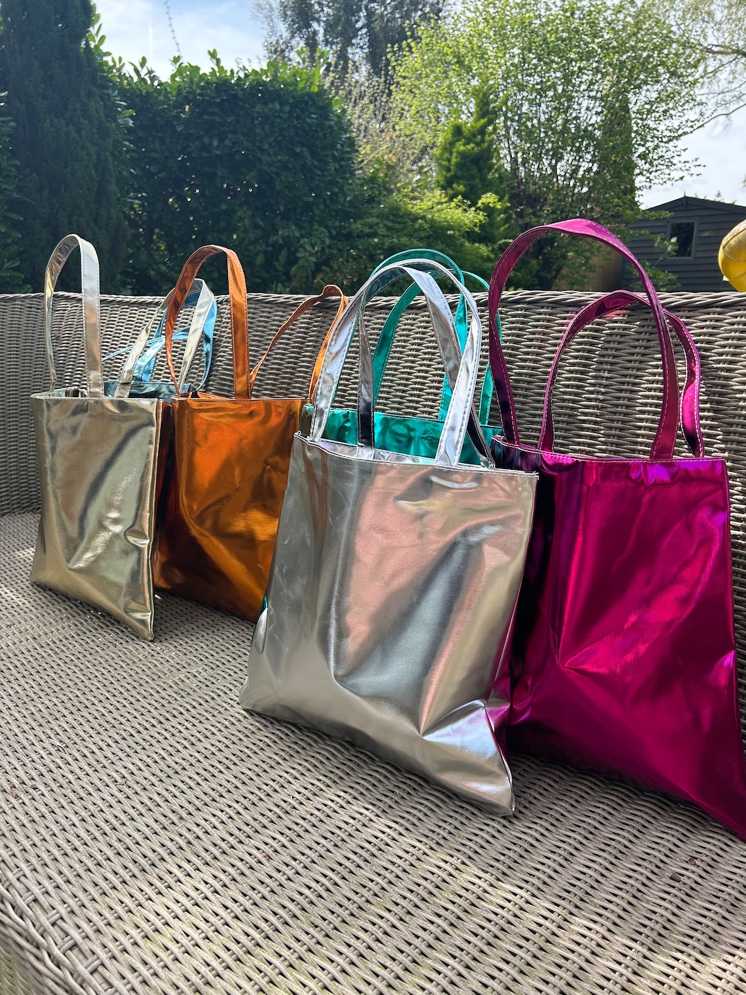 Shopping Queen Tasche Silber Personalized Metallic Tote Bag: Shiny