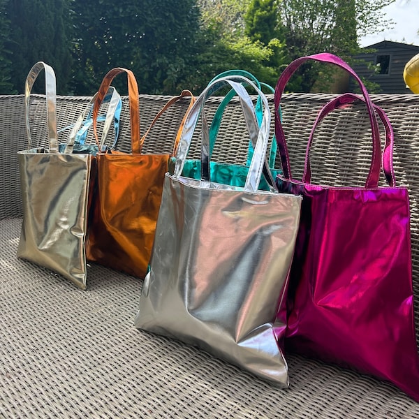 Personalised Metallic Tote Bag, Metallic Bag, Tote Bag, Bag, Shoulder Bag, Purse, Wallet, Beach Bag, Day Bag, Shopping Bag, Personalised Bag
