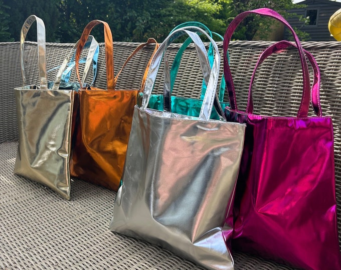 Personalised Metallic Tote Bag, Metallic Bag, Tote Bag, Bag, Shoulder Bag, Purse, Wallet, Beach Bag, Day Bag, Shopping Bag, Personalised Bag