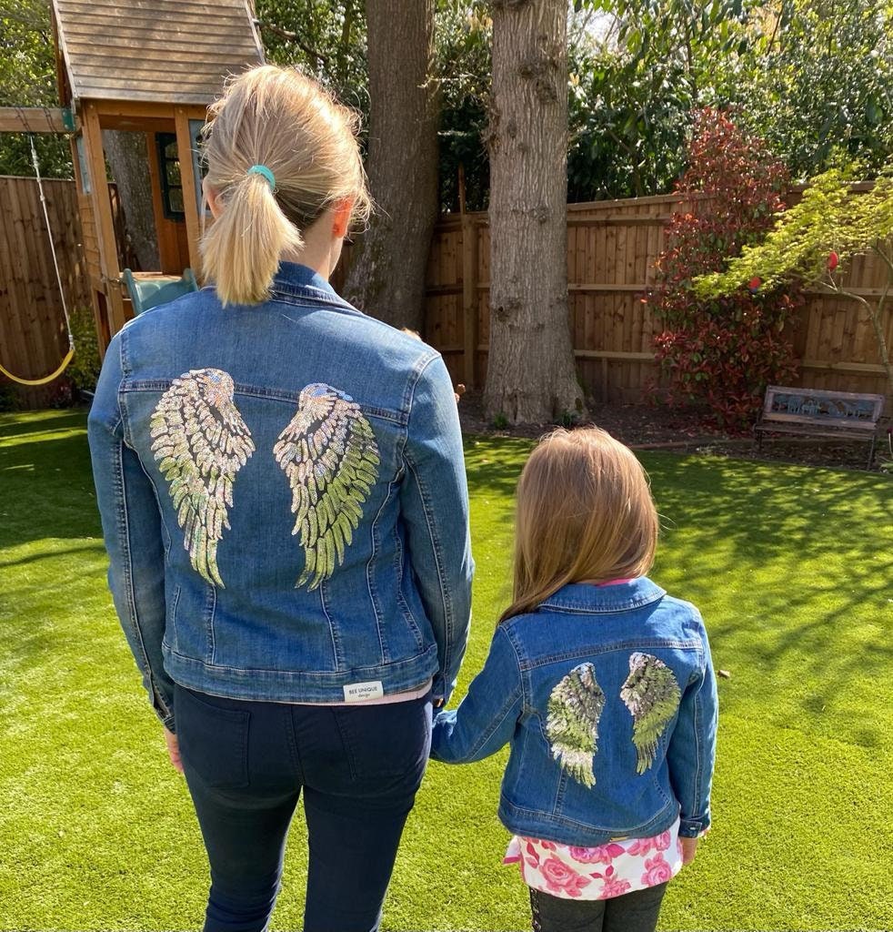 Personalised Angel Jacket. Vintage Denim Jacket. Silver Sequin Etsy