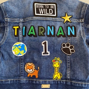 Personalised Kids Jacket, Custom Jacket, Denim Jacket, Personalised Name Jacket, Animal Themed, Custom Jacket, Kids Clothing Rainbow