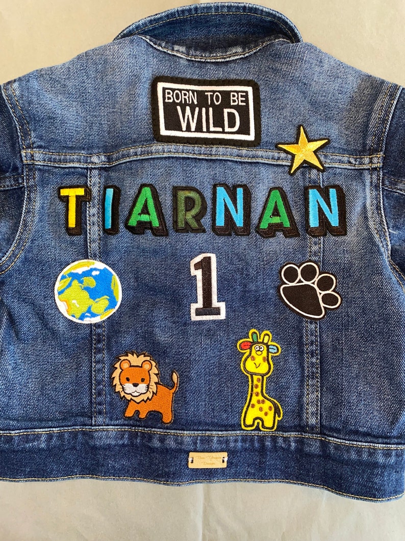 Personalised Kids Jacket, Custom Jacket, Denim Jacket, Personalised Name Jacket, Animal Themed, Custom Jacket, Kids Clothing Rainbow