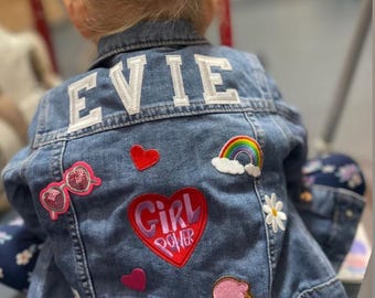 Personalized Kids Denim Jacket: Custom Name & Patches