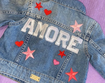 Personalized Kids Denim Jacket: Amore Stars & Hearts