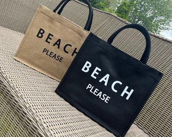 Beach Please, Beach Bag, Beach Tote Bag, Black Bag, Khaki Bag, Girls Weekend, Hen Do, Holiday Bag