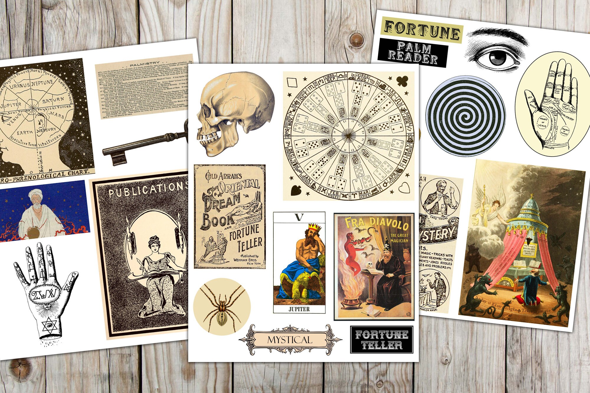 Vintage Fortune Teller Ephemera Kit: Mystic Junk Journal Supplies ...