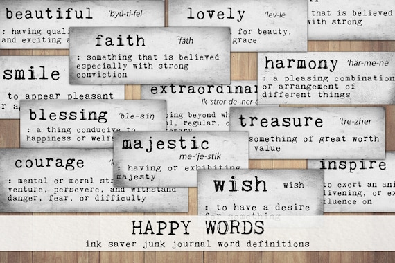 Happy Word Definitions: Vintage Junk Journal Ephemera (Digital Download)