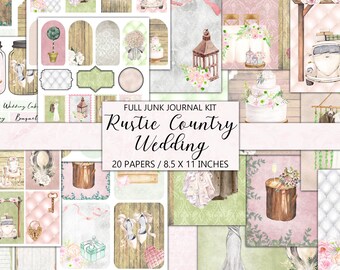 Rustic Wedding Junk Journal Kit: Country Glam Ephemera (PDF)