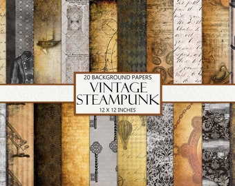 Vintage Steampunk Papers: Grunge Scrapbook Ephemera (Digital Download)