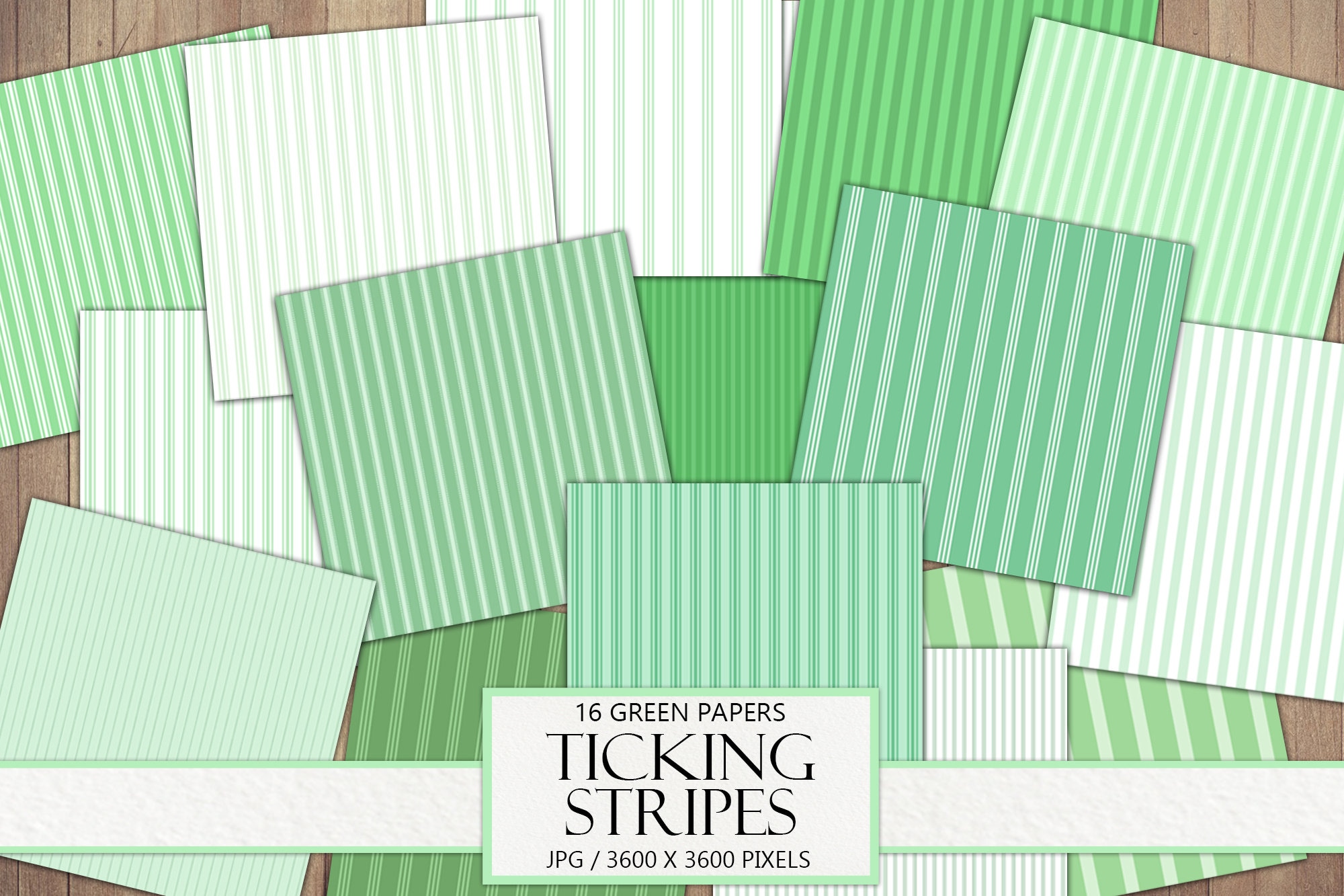 Green Ticking Stripes Printable Scrapbook Paper Junk Journal - Etsy