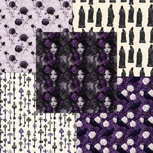 Seamless Purple Goth Images, Roses and Ravens, Gothic Scrapbook Papers ...