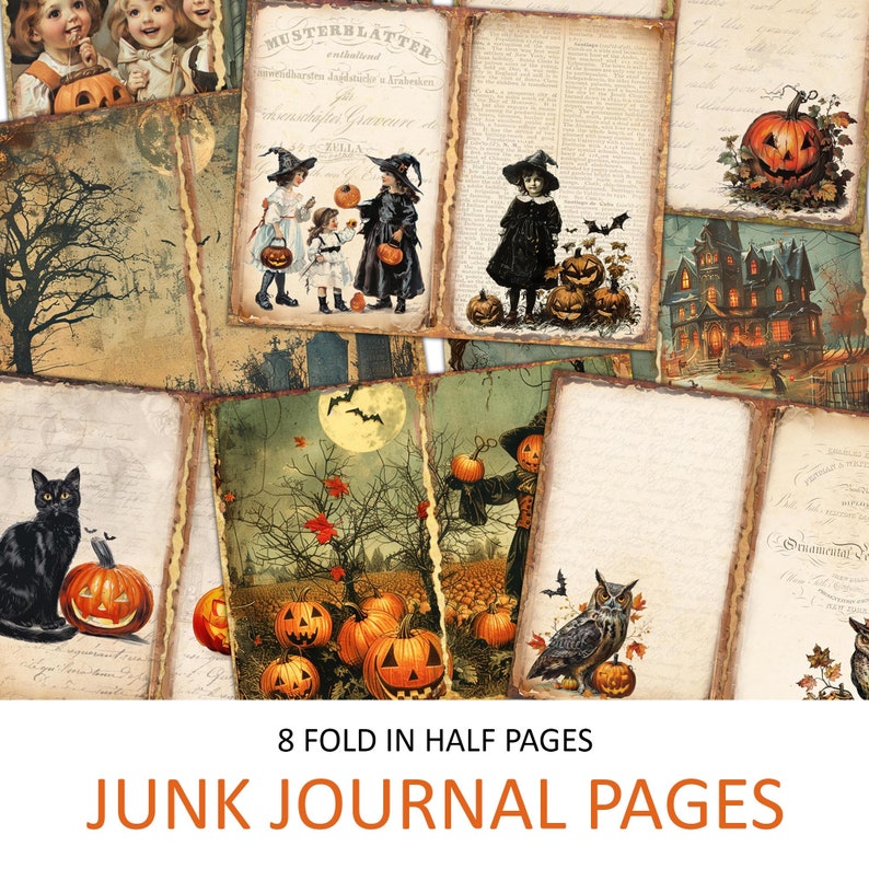 Vintage Halloween Junk Journal Kit: Ephemera, Pages (digital Download ...