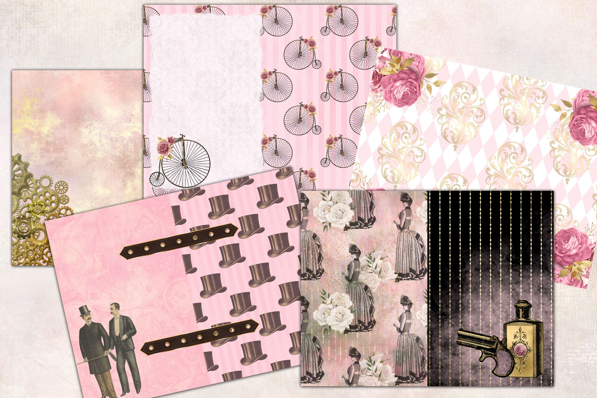 Pink Steampunk Junk Journal Kit & Ephemera: Collection One-Sided Decorative  Paper of Authentic Ephemera for Junk Journals, Scrapbooking, Collage