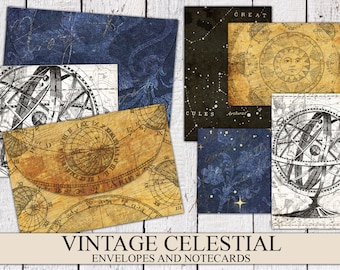 Vintage Celestial Envelopes & Journal Cards: Printable Ephemera (Digital Download)