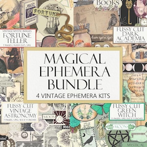 Magical Ephemera Bundle, Witch, Astronomy, Fortune Teller, Dark Academia, Vintage Junk Journal, Clipart, Fussy Cut, Instant Download