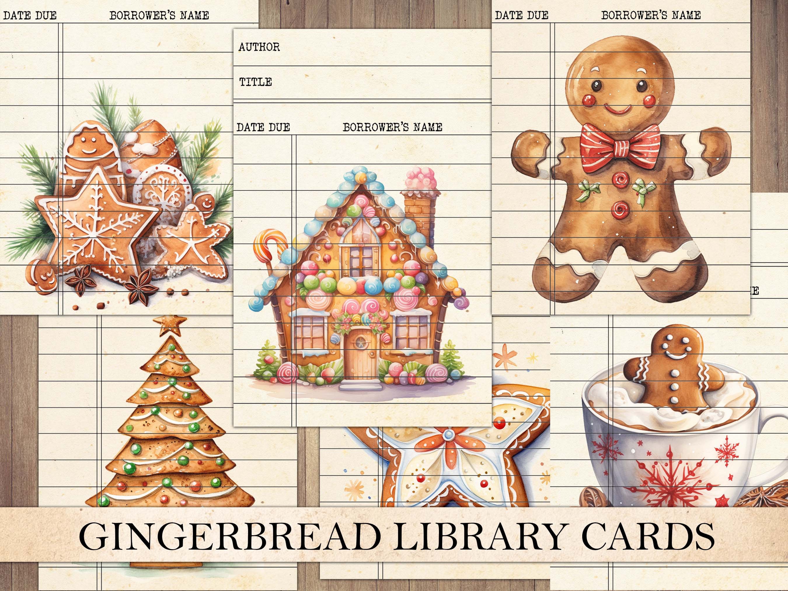 Vintage Gingerbread Library Cards: Junk Journal Ephemera (digital ...