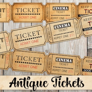 Printable Vintage Tickets, Digital Junk Journal Ephemera, Grunge Beige Embellishments, Fussy Cut, Instant Download, Printable