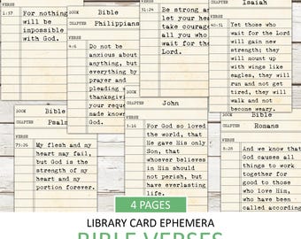 Vintage Bible Verse Library Cards: Junk Journal Ephemera (Digital Download)