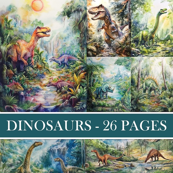 Vintage Dinosaur Images: Jurassic Scrapbook Paper (Digital Download)