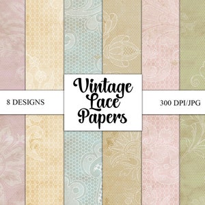 Printable Scrapbook Papers, Vintage Lace Texture, Junk Journal Pages, Pastel Lace Pattern, Scrapbook Backgrounds, Instant Download