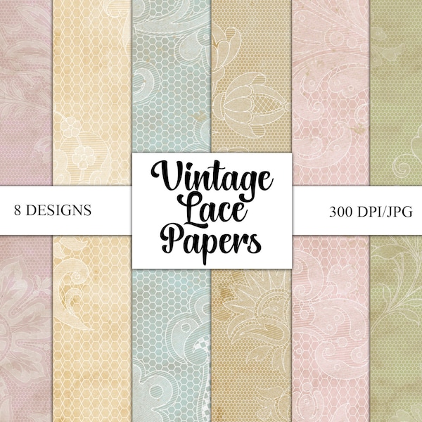 Printable Scrapbook Papers, Vintage Lace Texture, Junk Journal Pages, Pastel Lace Pattern, Scrapbook Backgrounds, Instant Download