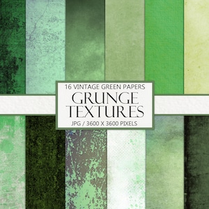 Green Grunge Textures, Vintage Papers, Scrapbook, Junk Journal Paper, Distressed Design, Printable Ephemera, Antique, Instant Download