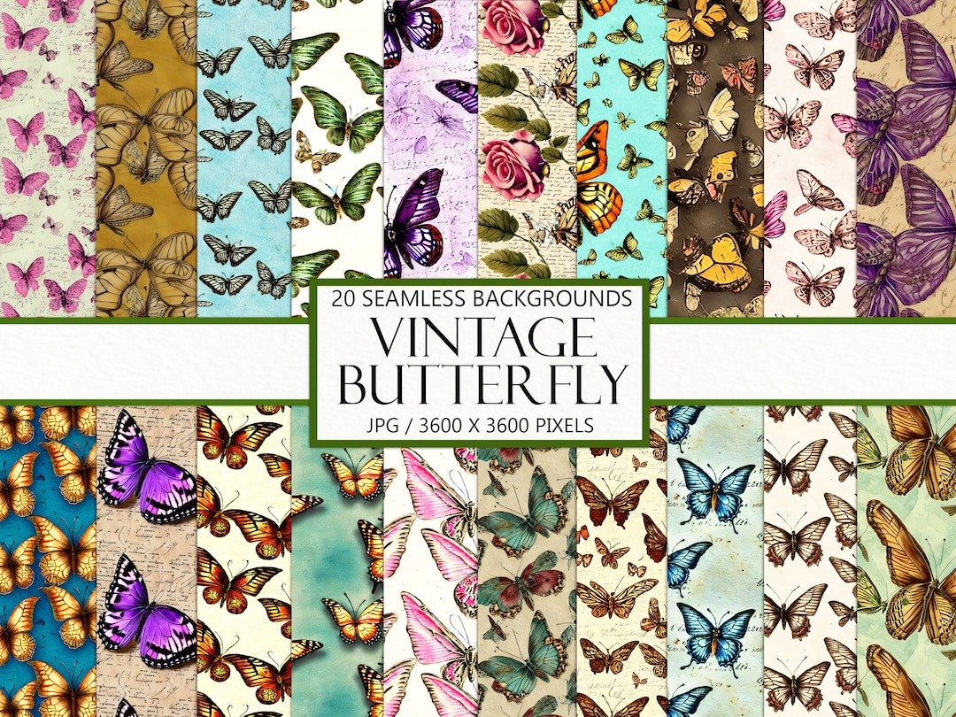 Seamless Vintage Butterfly Images Scrapbook Papers Junk - Etsy