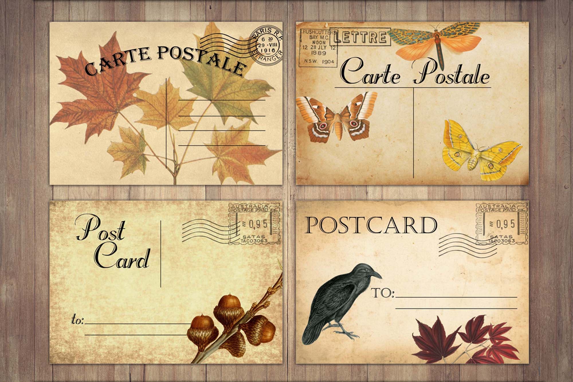 Vintage Autumn Postcards: Fall Ephemera (digital Download) - Etsy