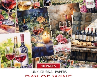 Vintage Wine Vineyard Junk Journal Paper: Scrapbook Ephemera (Digital Download)
