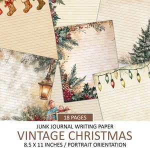 Papel de carta antiguo para Navidad, papel de diario basura, papel vintage auténtico, páginas rayadas de invierno, imagen de temporada, descarga instantánea, uso comercial