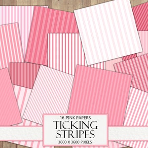Coutil à rayures roses, Papier imprimable pour scrapbooking, Pages de journal indésirable, Motif à rayures, Éphémères roses, Arrière-plans, Téléchargement immédiat