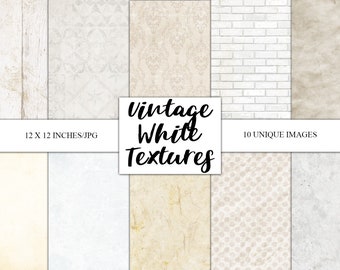 Vintage White Texture Paper: 12x12 Scrapbook Backgrounds (Digital Download)