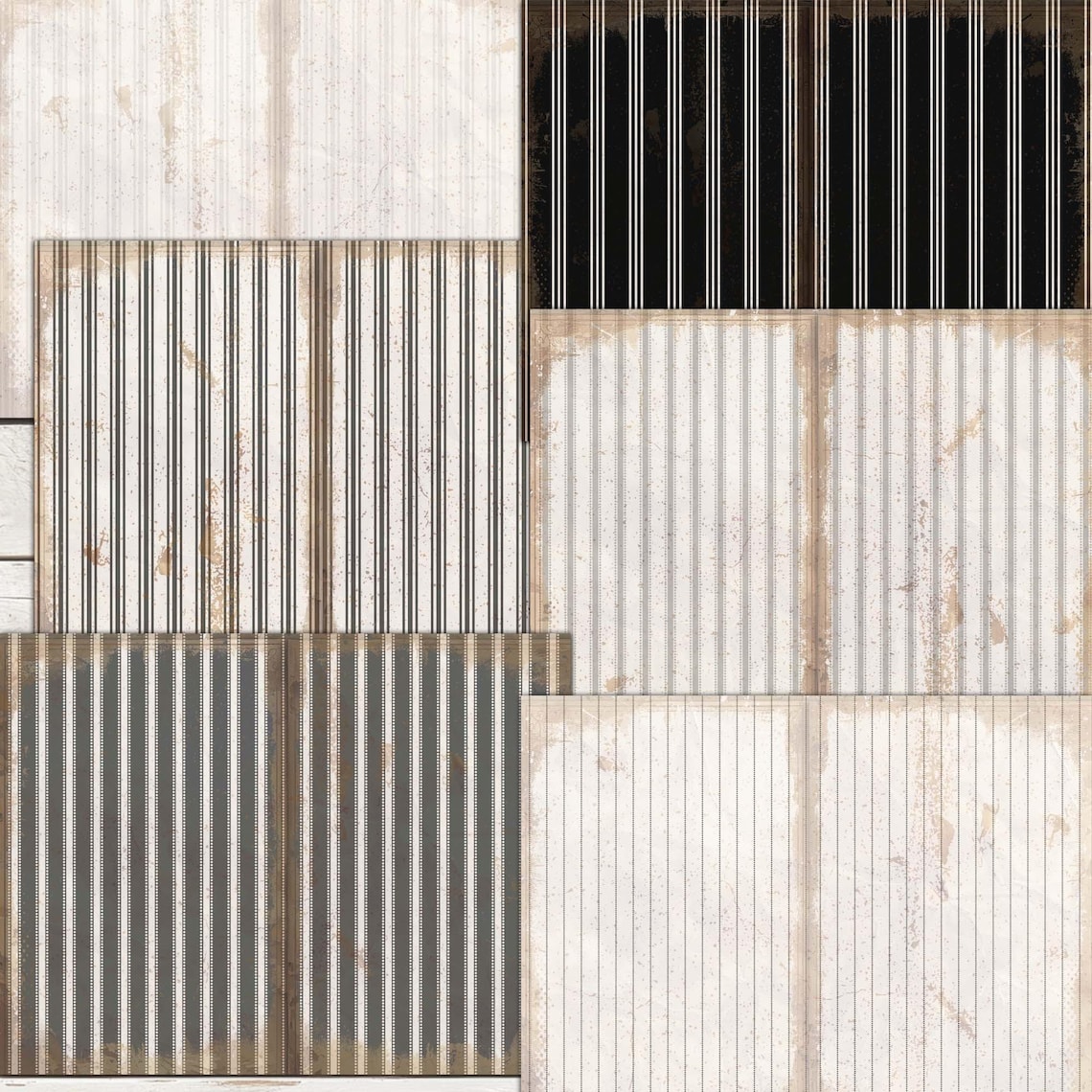 Vintage Ticking Stripe Junk Journal Paper: Black & White Ephemera ...