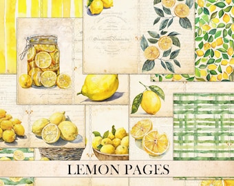 Vintage Lemons Junk Journal Paper: Printable Collage Ephemera (Digital Download)
