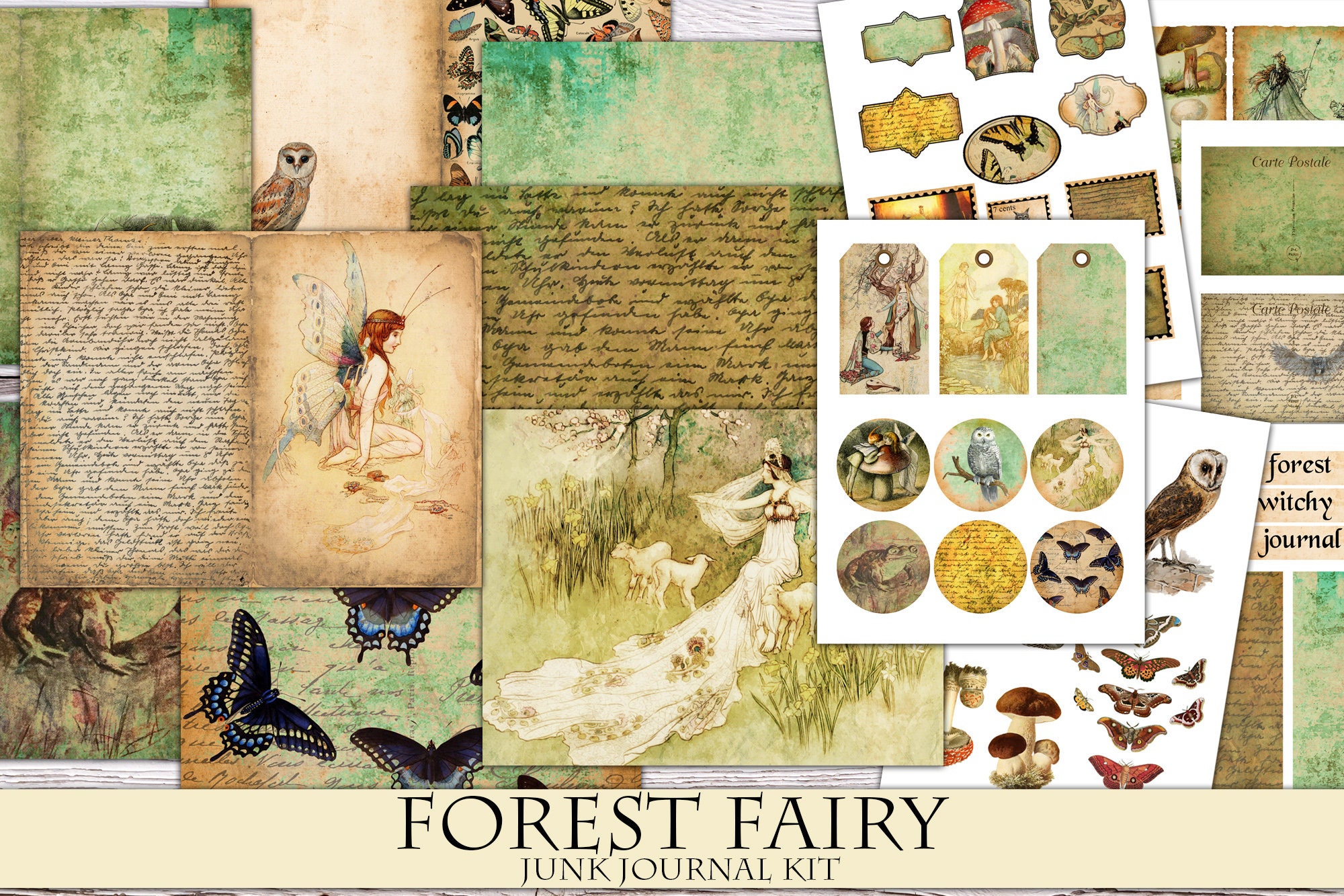 Printable Forest Ephemera for Junk Journals, Printable Fairycore
