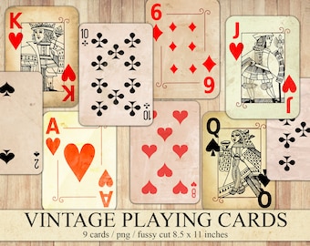 Vintage Playing Cards Clipart: Junk Journal Embellishments (Digital Download)