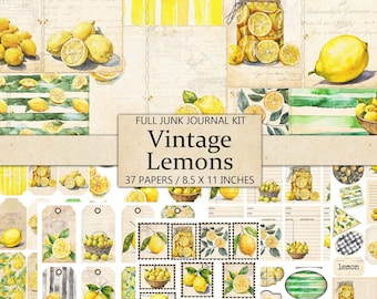 Vintage Lemon Junk Journal Kit: Printable Ephemera (Digital Download)